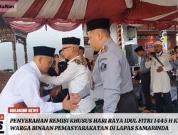 Penyerahan Remisi Khusus Hari Raya Idul Fitri 1445 Kepada Warga Binaan di Lapas Samarinda